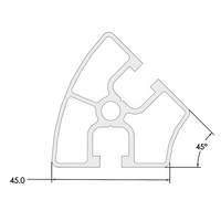 10-4545R45-0-48IN MODULAR SOLUTIONS EXTRUDED PROFILE 45MM X 45MM 45DEG ROUND, CUT TO THE LENGTH OF 48 INCH